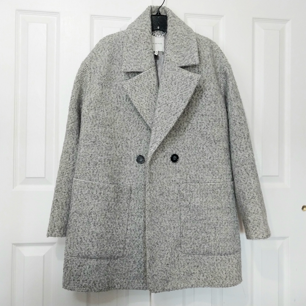 Avec Les Filles Herringbone Cocoon Coat, Size M
